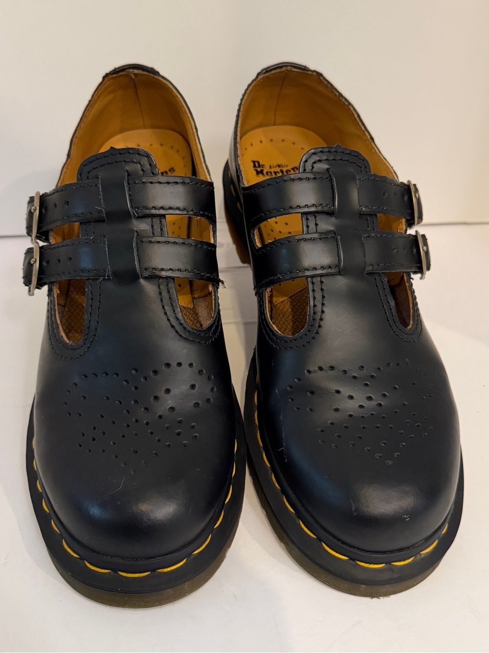Dr. Martens Mary Janes Black Double-Strap Leather Shoes